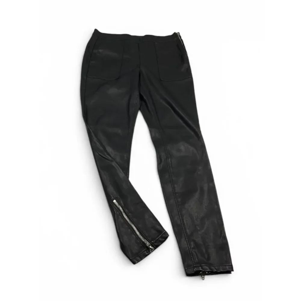 BlankNYC Faux Leather Pants Black Side Zip Biker Edgy High Waisted Moto Size 26